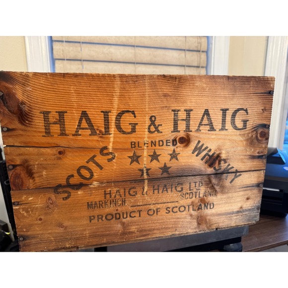 Vintage Haig & Haig Blended Scotch Whisky Wooden Crate Display Decor